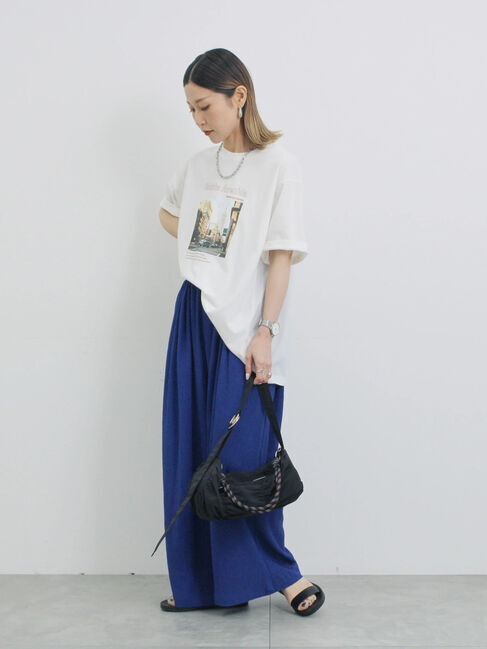 Samansa Mos2 blue「楊柳ハイウエストパンツ」|その他|