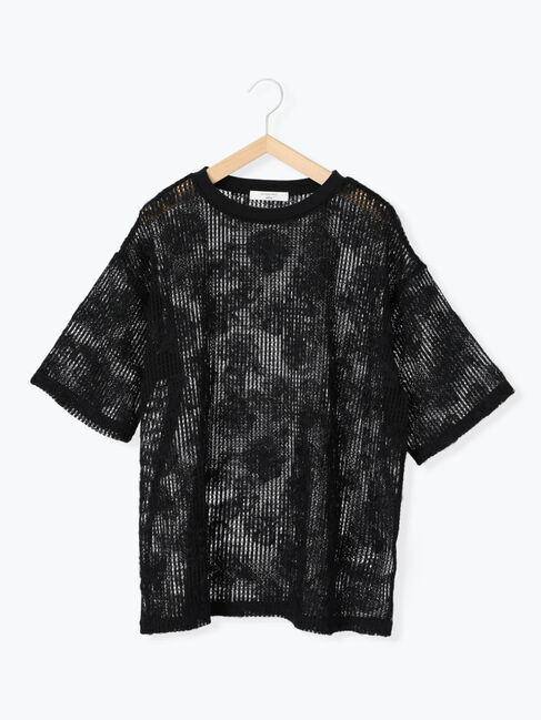 Samansa Mos2 blue「チュールフラワーコードTシャツ」|Tシャツ・カットソー|