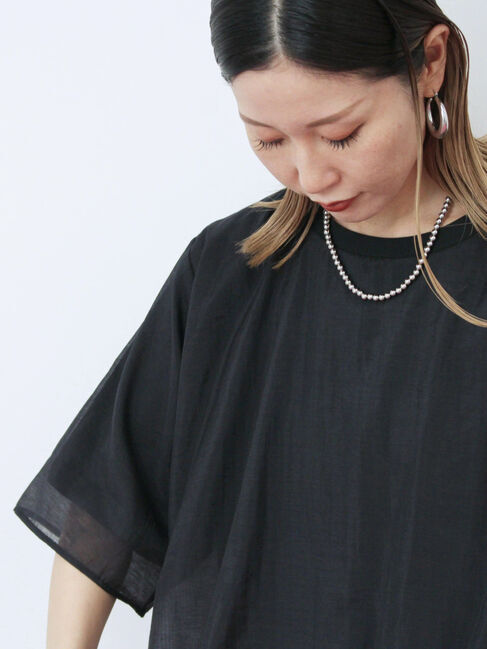 Samansa Mos2 blue「裾バルーンTシャツ」|Tシャツ・カットソー|