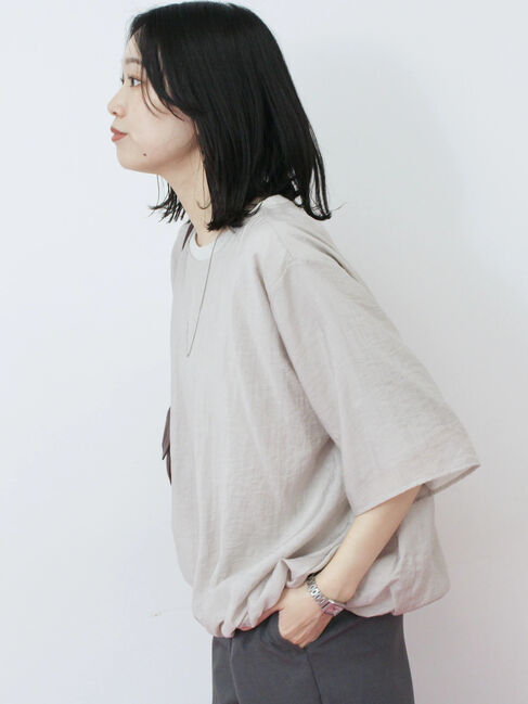 Samansa Mos2 blue「裾バルーンTシャツ」|Tシャツ・カットソー|