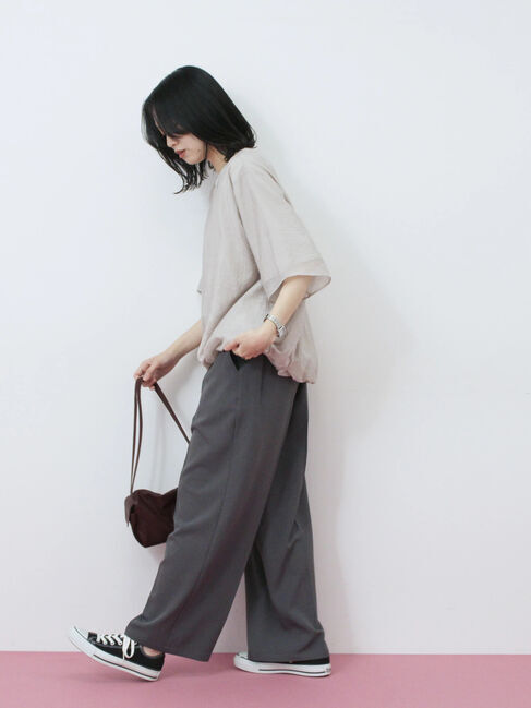 Samansa Mos2 blue「裾バルーンTシャツ」|Tシャツ・カットソー|