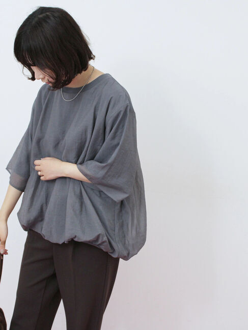 Samansa Mos2 blue「裾バルーンTシャツ」|Tシャツ・カットソー|