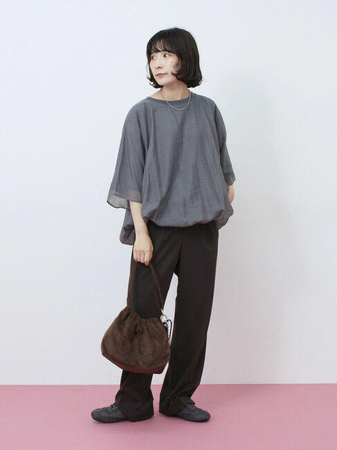 Samansa Mos2 blue「裾バルーンTシャツ」|Tシャツ・カットソー|