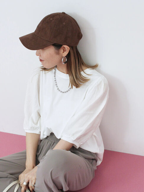 Samansa Mos2 blue「スエードロゴ刺繍キャップ」|その他|