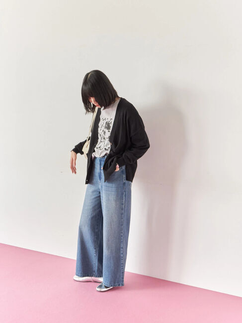 Samansa Mos2 blue「マルチスタイルVネックカーディガン」|カーディガン|