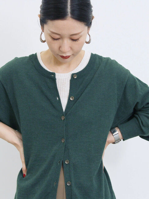 Samansa Mos2 blue「マルチスタイル前後2wayクルーネックカーディガン」|カーディガン|