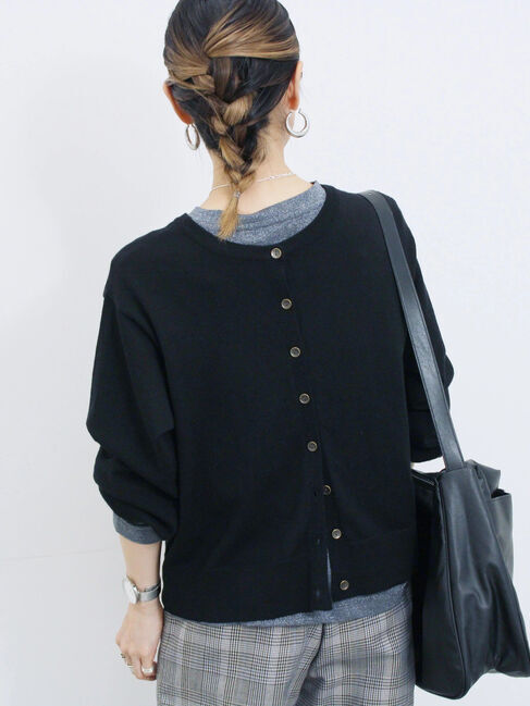 Samansa Mos2 blue「マルチスタイル前後2wayクルーネックカーディガン」|カーディガン|