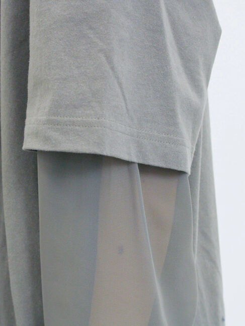 Samansa Mos2 blue「袖シフォンレイヤードプルオーバー」|Tシャツ・カットソー|