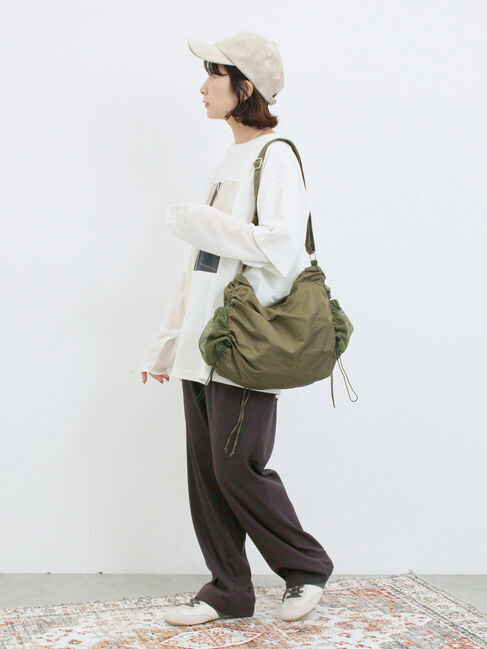 Samansa Mos2 blue「袖シフォンレイヤードプルオーバー」|Tシャツ・カットソー|