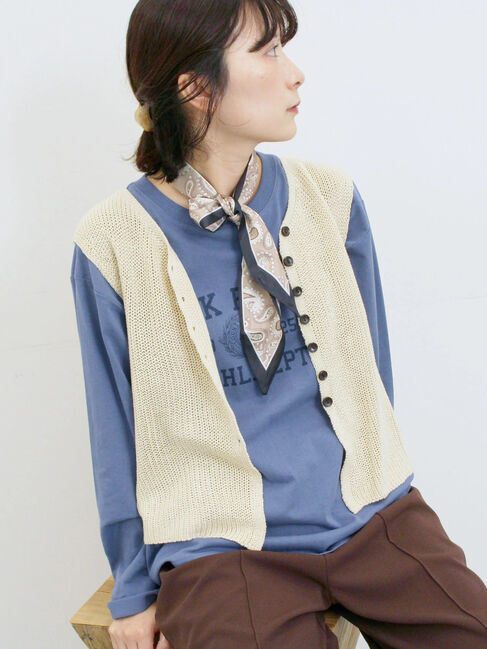 Samansa Mos2 blue「バンダナ付きニットベスト」|ニット・セーター|