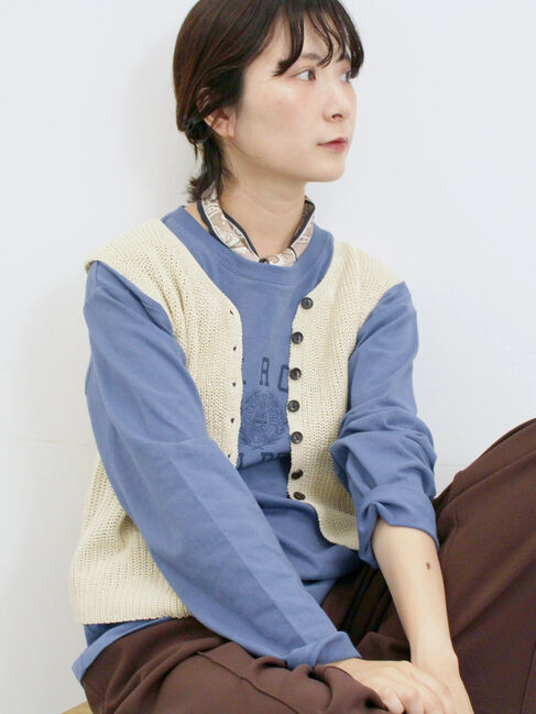 Samansa Mos2 blue「バンダナ付きニットベスト」|ニット・セーター|