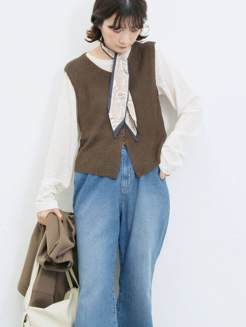 Samansa Mos2 blue「バンダナ付きニットベスト」|ニット・セーター|