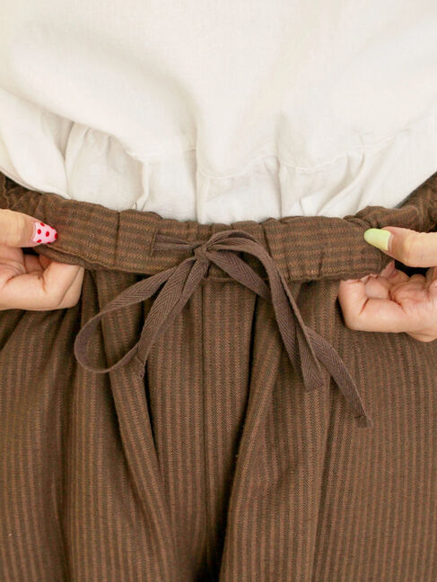 Samansa Mos2「ストライプツイル裾タックパンツ」|その他|