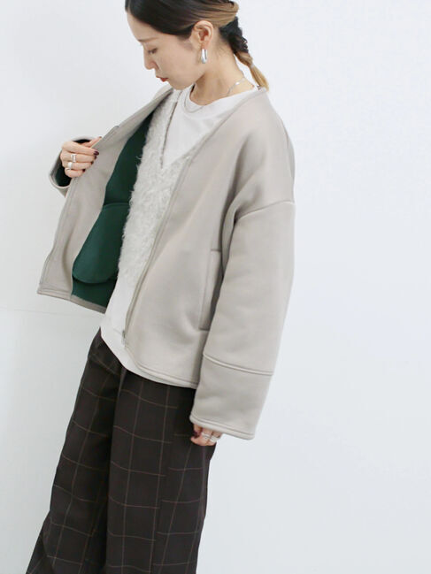 Samansa Mos2 blue「【マシンウォッシャブル】マルチスタイルボンディングブルゾン」|ブルゾン・スタジャン|