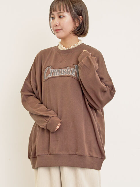 Samansa Mos2「グランジロゴスウェット」|Tシャツ・カットソー|ブラウン