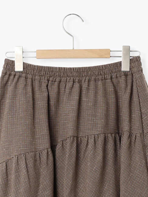 Samansa Mos2「チェック柄変形ティアードスカート」|スカート|