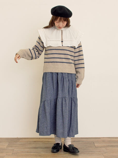 Samansa Mos2「チェック柄変形ティアードスカート」|スカート|