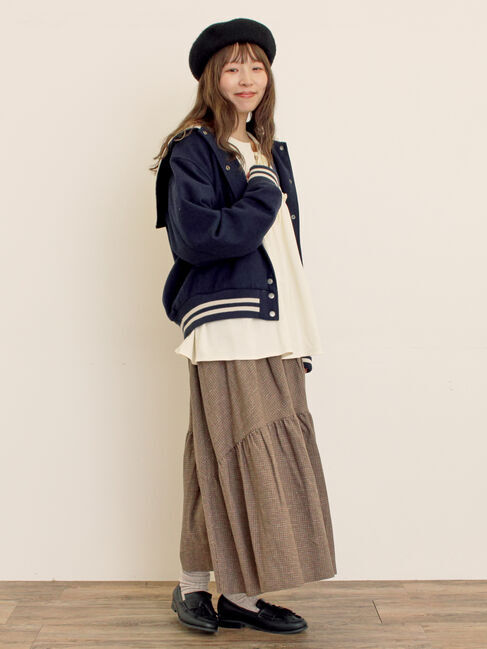 Samansa Mos2「チェック柄変形ティアードスカート」|スカート|