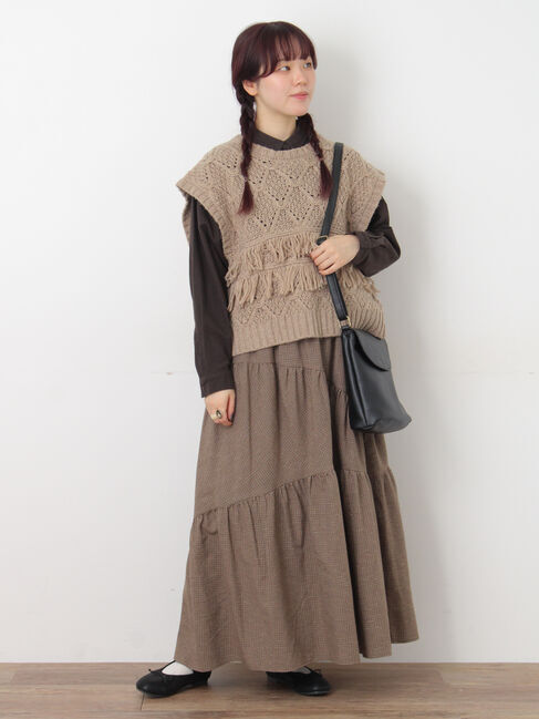 Samansa Mos2「チェック柄変形ティアードスカート」|スカート|