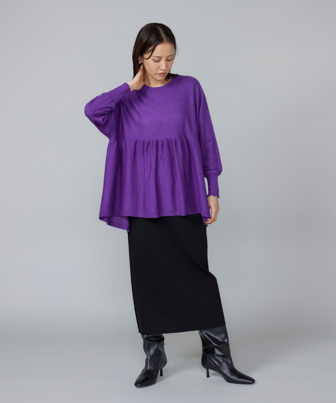 Le Souk「ヘムギャザーニットプルオーバー」|ニット・セーター|