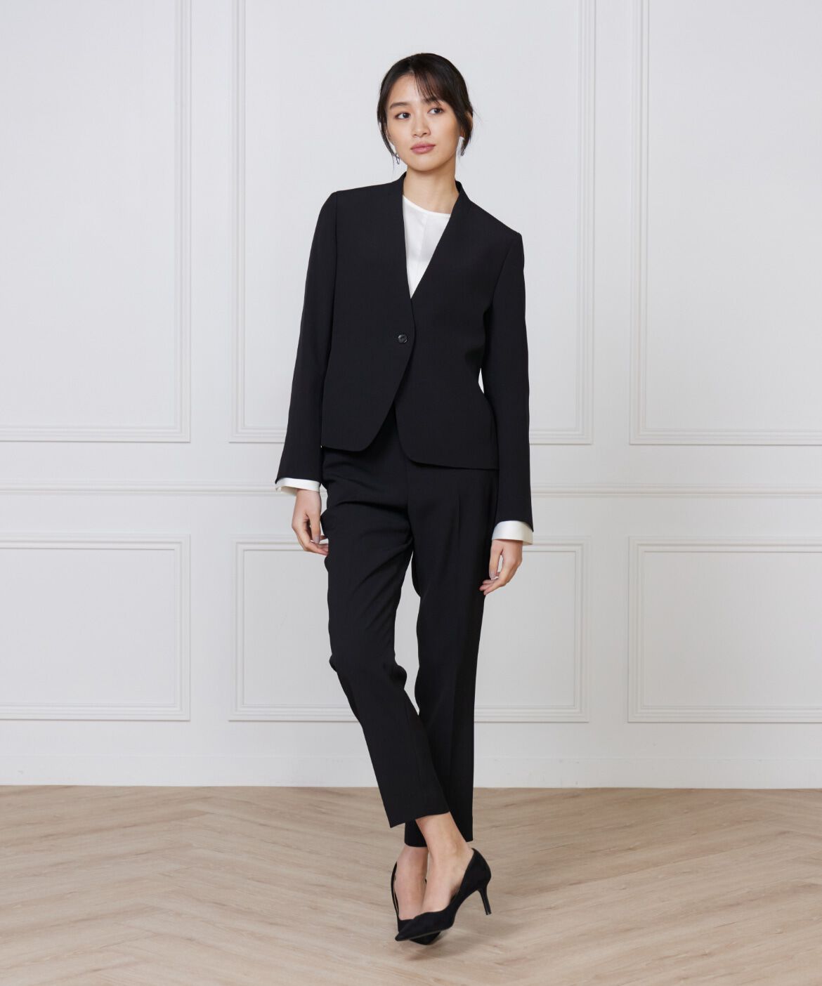 INED「カラーレスジャケット」|ノーカラージャケット|