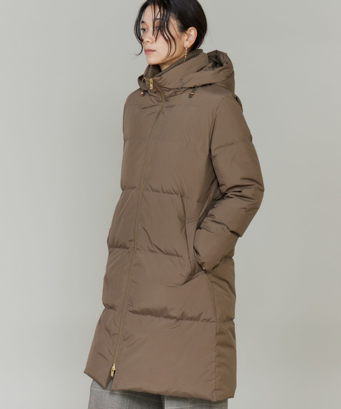 INED「ロング丈 スタンドカラーダウンコート」|ダウン|