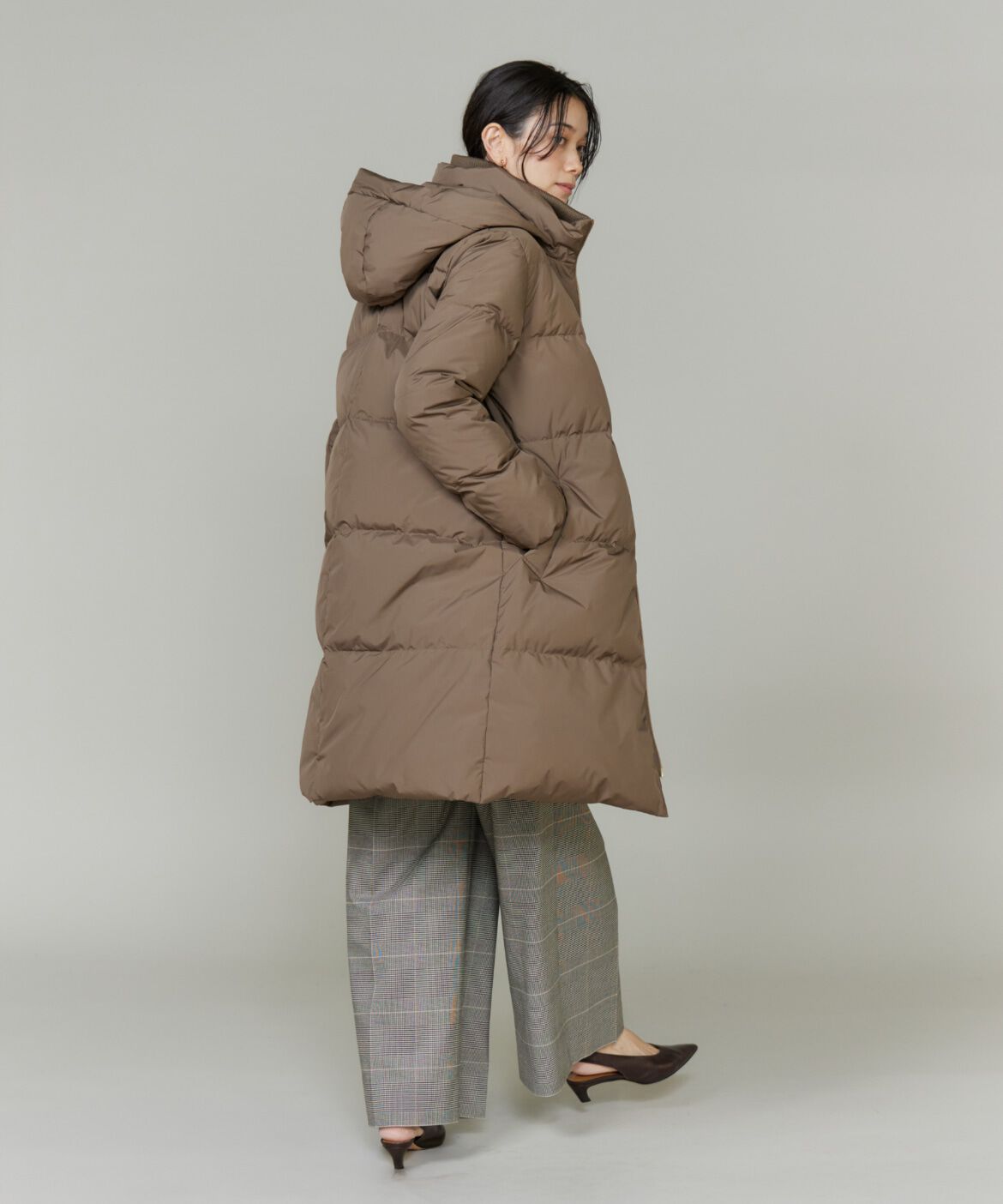 INED「ロング丈 スタンドカラーダウンコート」|ダウン|