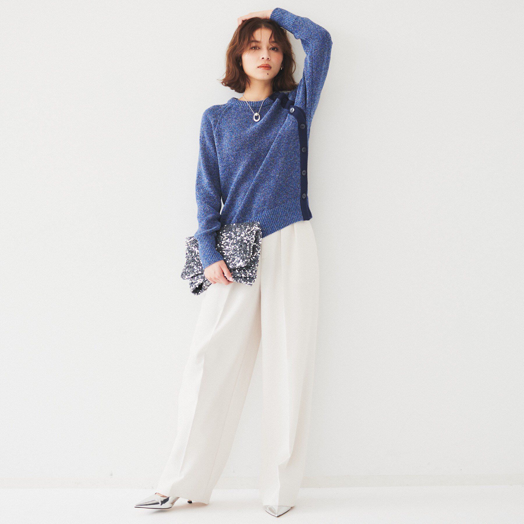 UNTITLED「【手洗い可/春夏素材】ミックスカラー プルオーバーニット」|ニット・セーター|