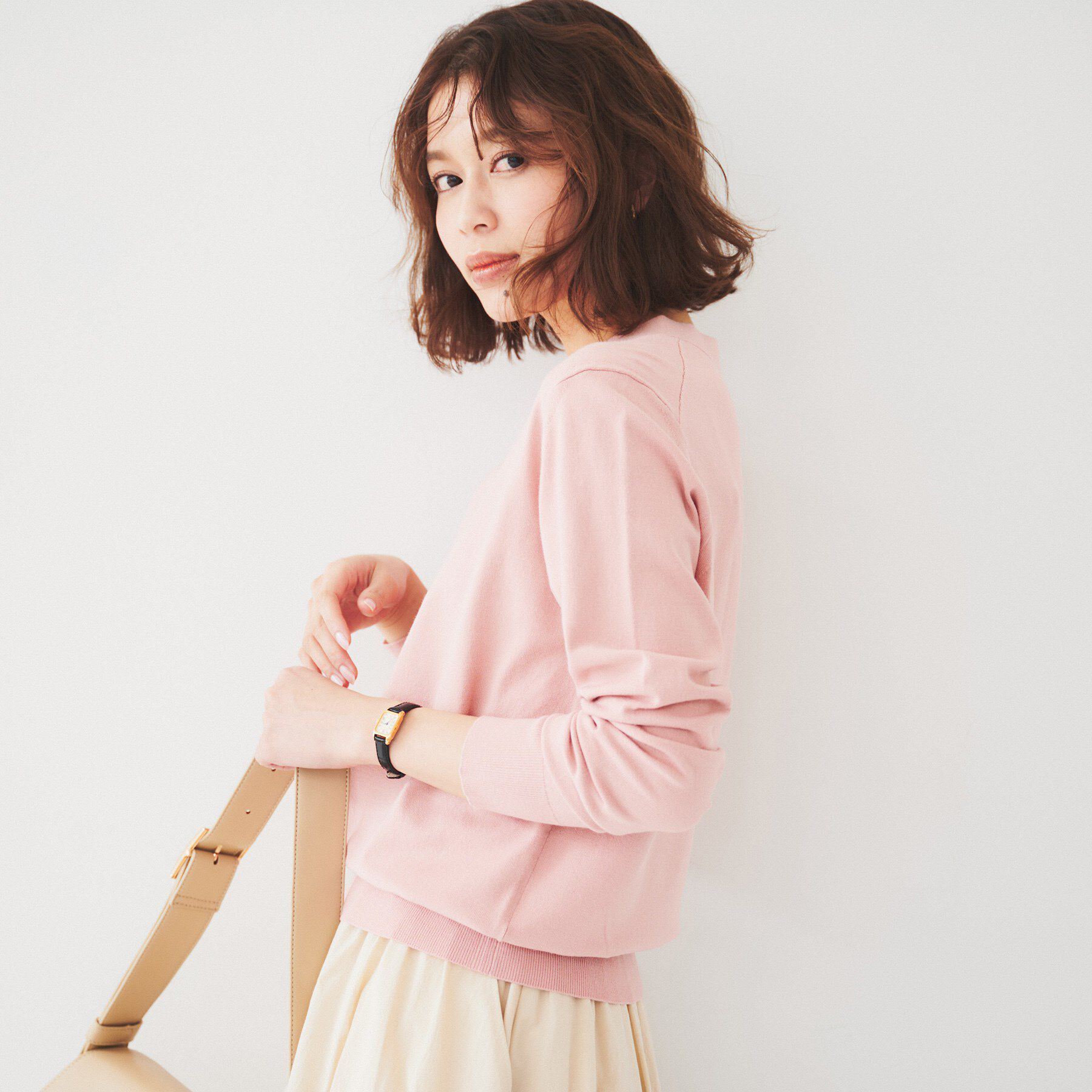 UNTITLED「【アンサンブル可能】ボウタイ 配色プルオーバーニット」|ニット・セーター|