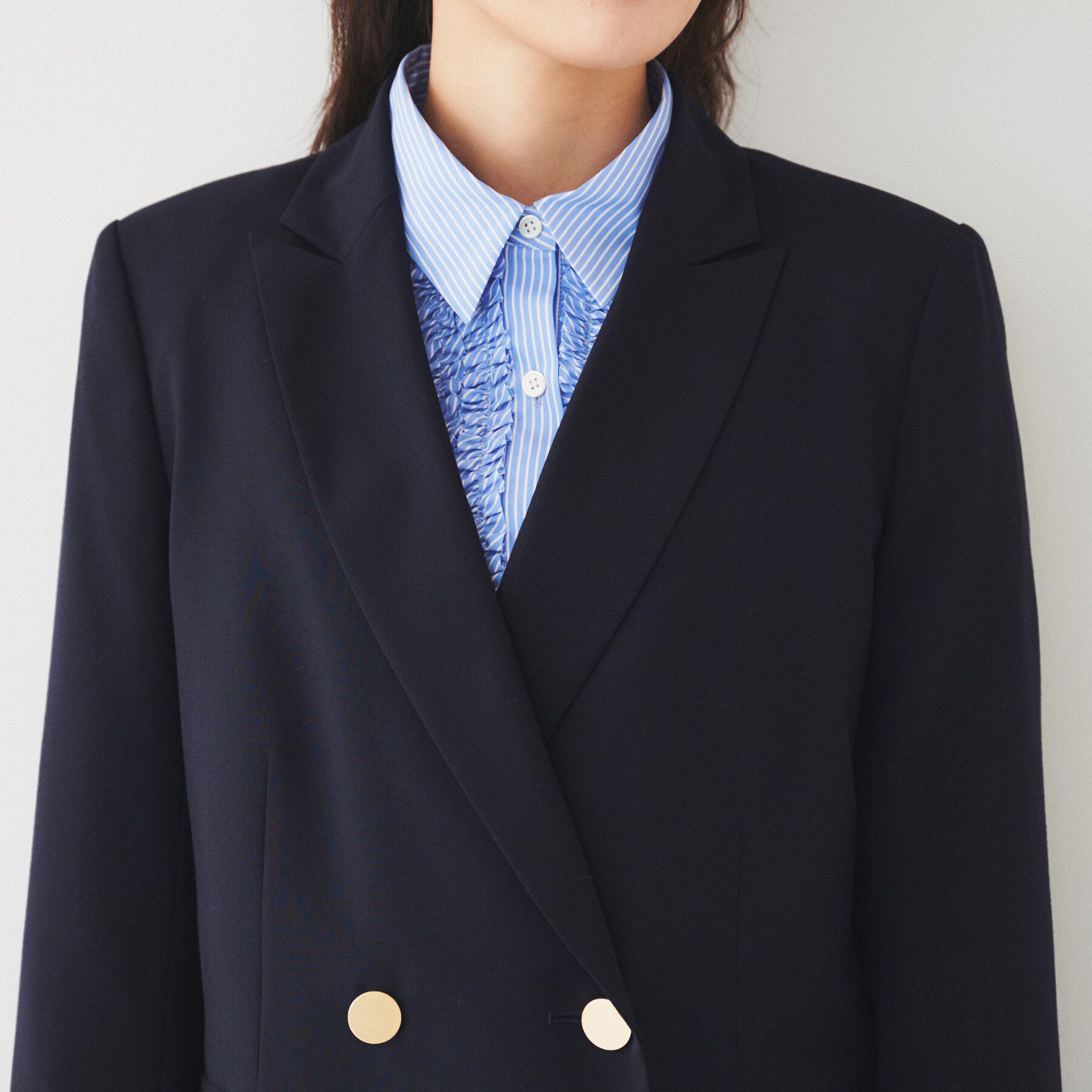 UNTITLED「【通勤/春の軽羽織り】サマーウール調 ダブルブレストジャケット」|テーラードジャケット|