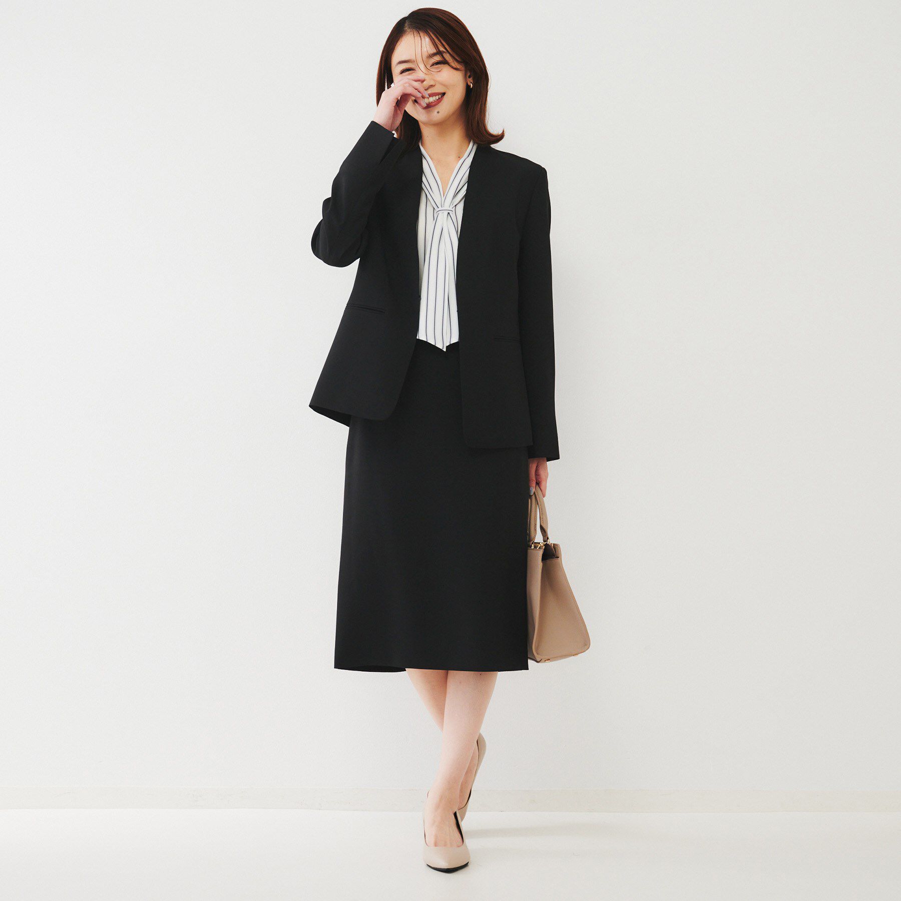 UNTITLED「【通勤スーツ】ライトウェイト カラーレスジャケット」|ノーカラージャケット|