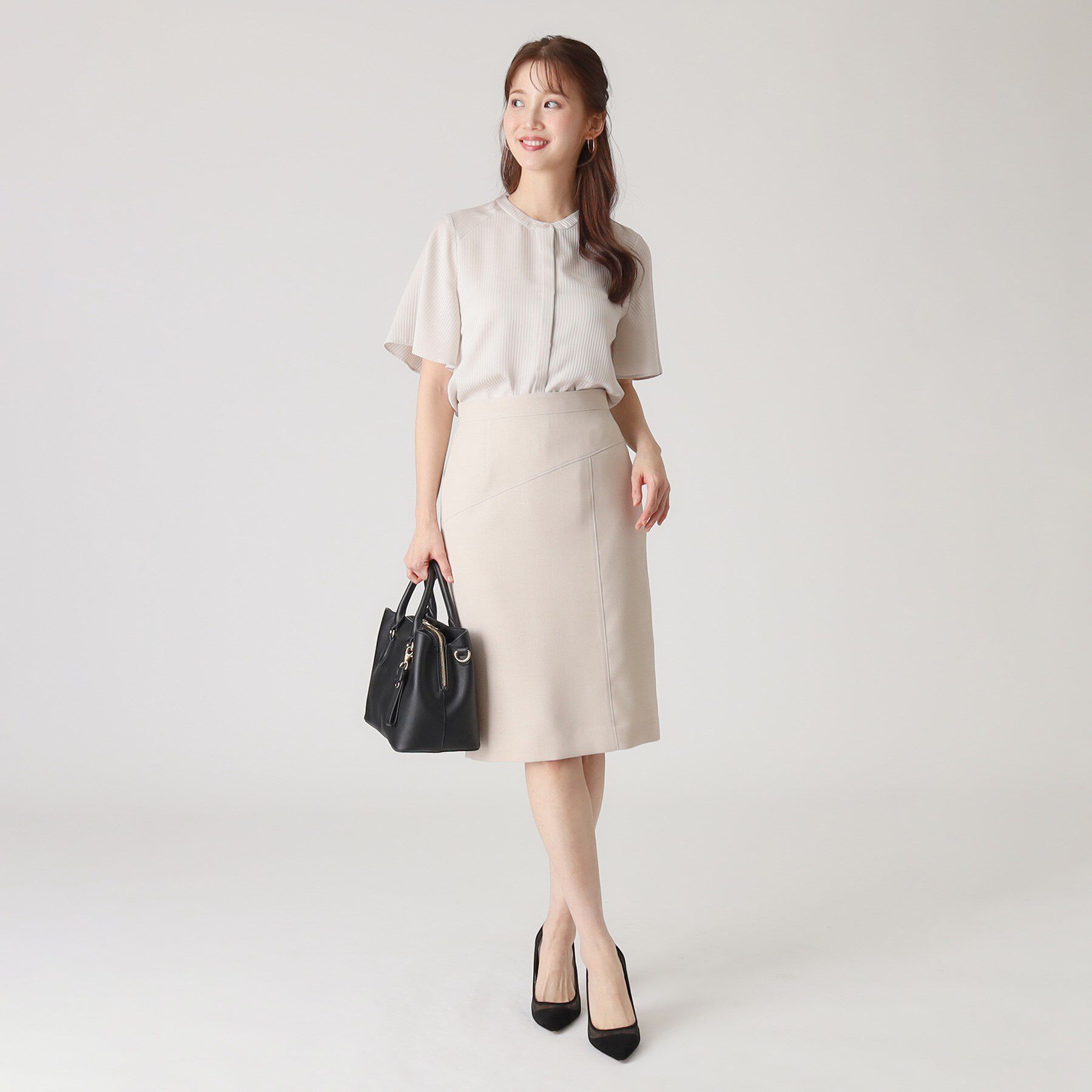 COUP DE CHANCE「【洗える／ストライプ柄】フレア袖ブラウス」|シャツ・ブラウス|