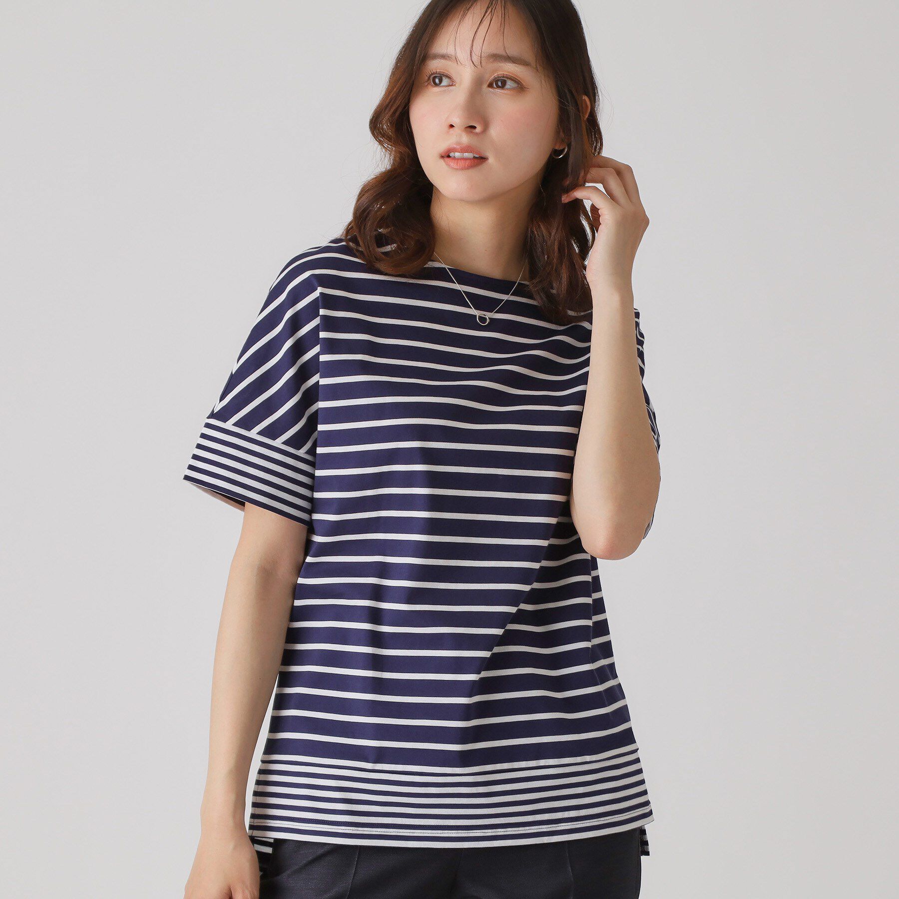 COUP DE CHANCE「【洗える／日本製】ボーダー切替デザイントップス」|Tシャツ・カットソー|