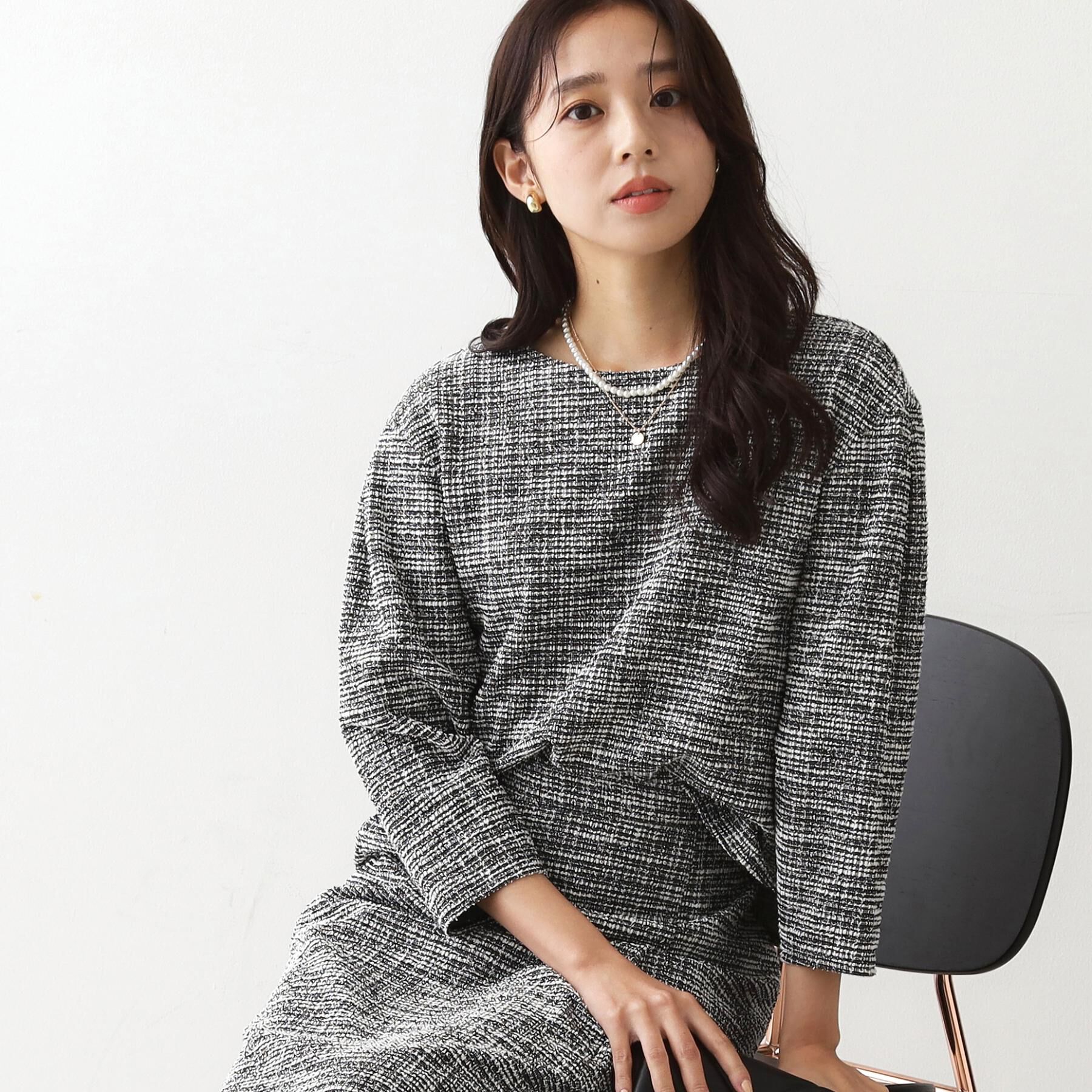 COUP DE CHANCE「【手洗い可／日本製／ジャージ素材／セットアップ可】ラメ意匠素材トップス」|Tシャツ・カットソー|