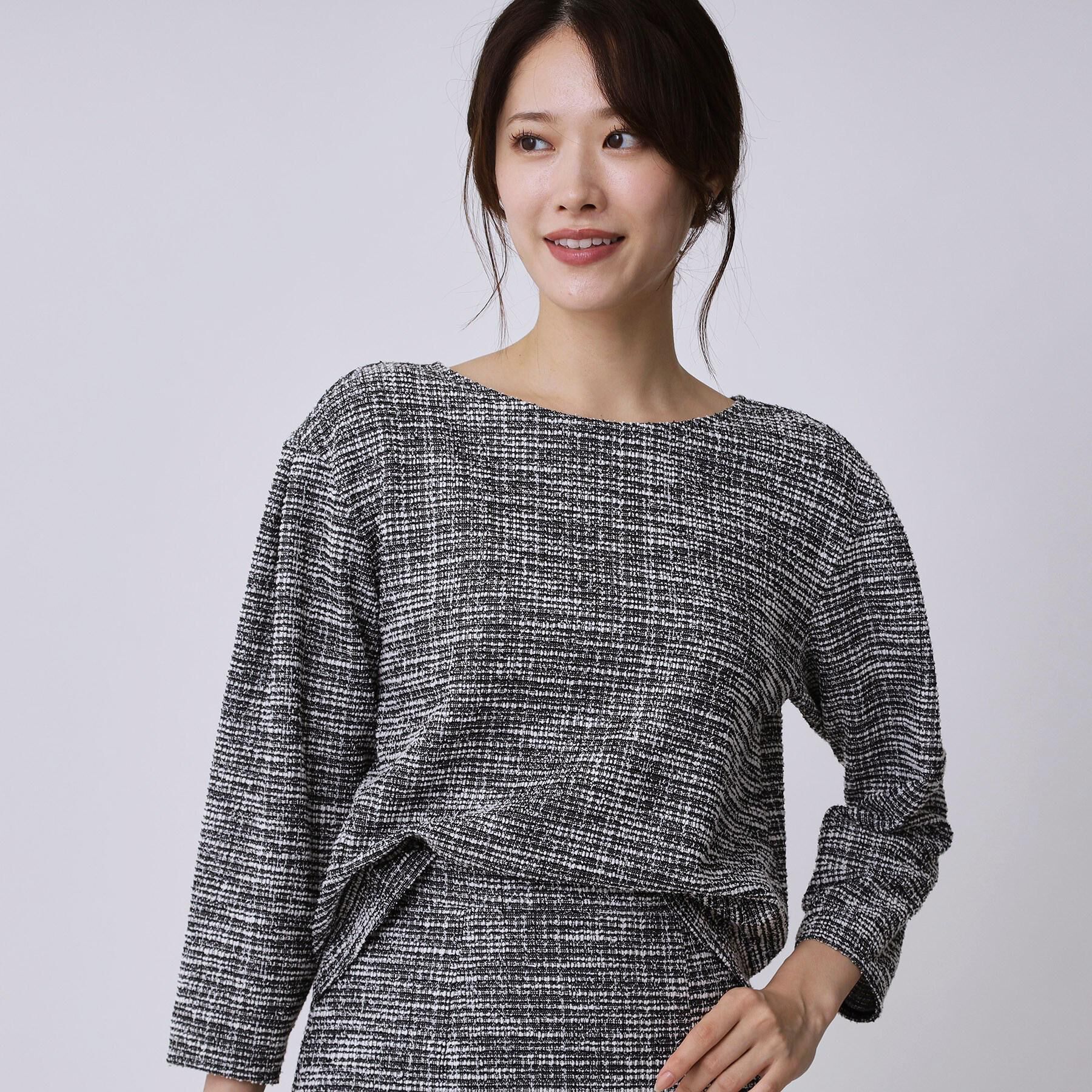 COUP DE CHANCE「【手洗い可／日本製／ジャージ素材／セットアップ可】ラメ意匠素材トップス」|Tシャツ・カットソー|