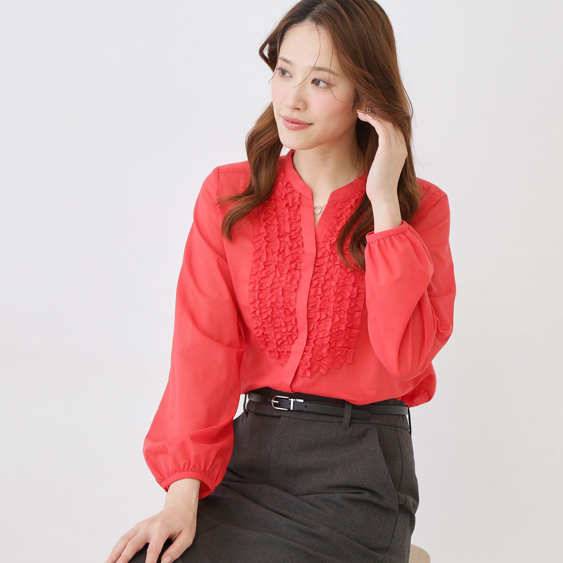 COUP DE CHANCE「【手洗い可/きれいめ服】シアーローンフリルブラウス」|シャツ・ブラウス|