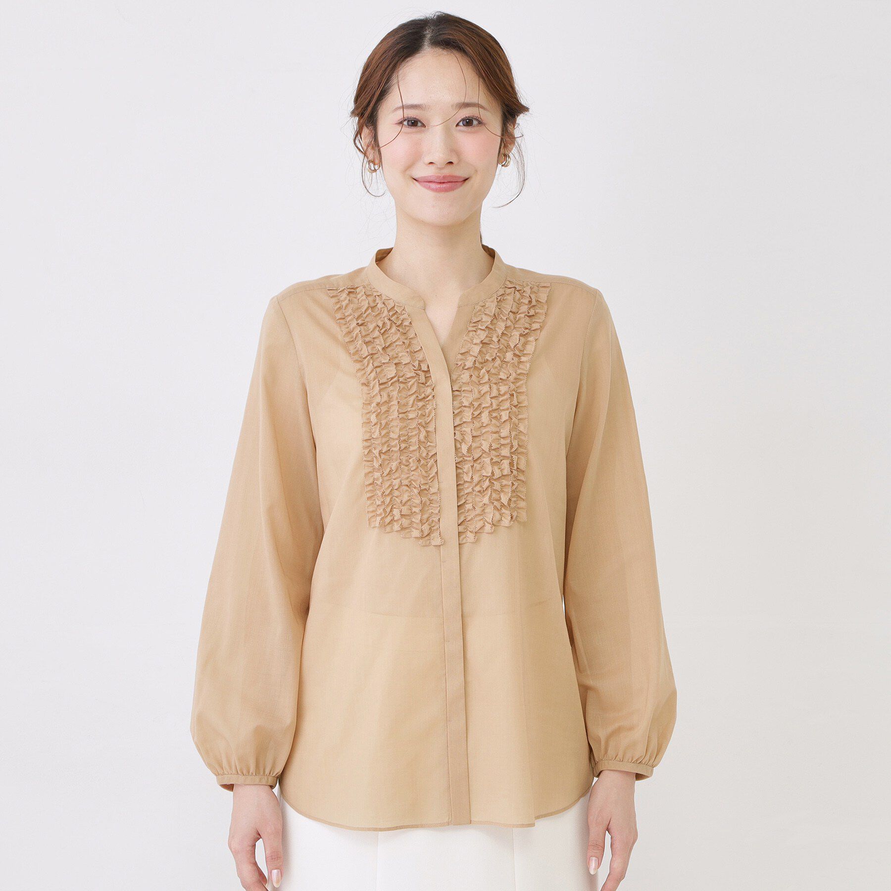 COUP DE CHANCE「【手洗い可/きれいめ服】シアーローンフリルブラウス」|シャツ・ブラウス|