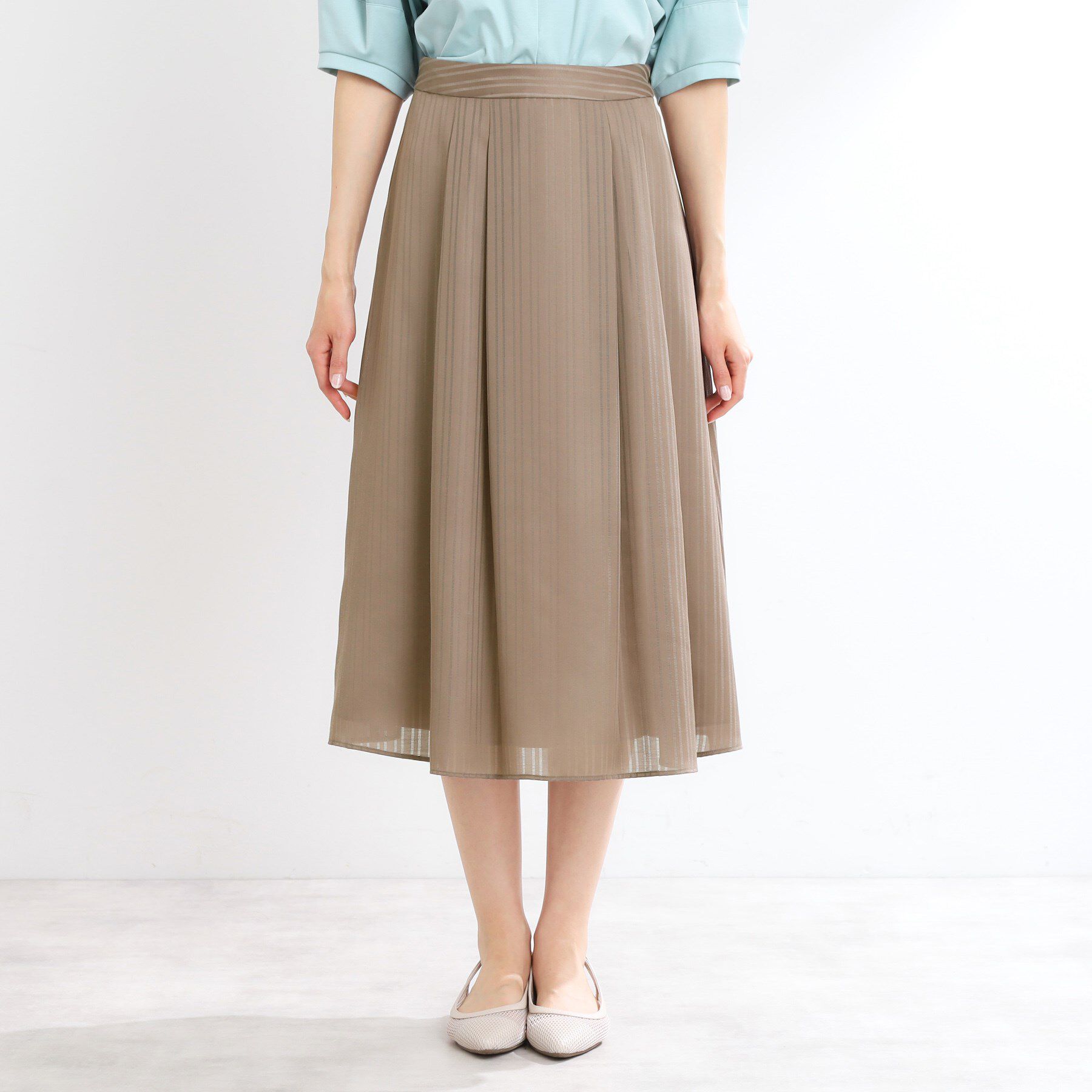 Reflect「【マシンウォッシュ可】Aラインストライプスカート」|スカート|