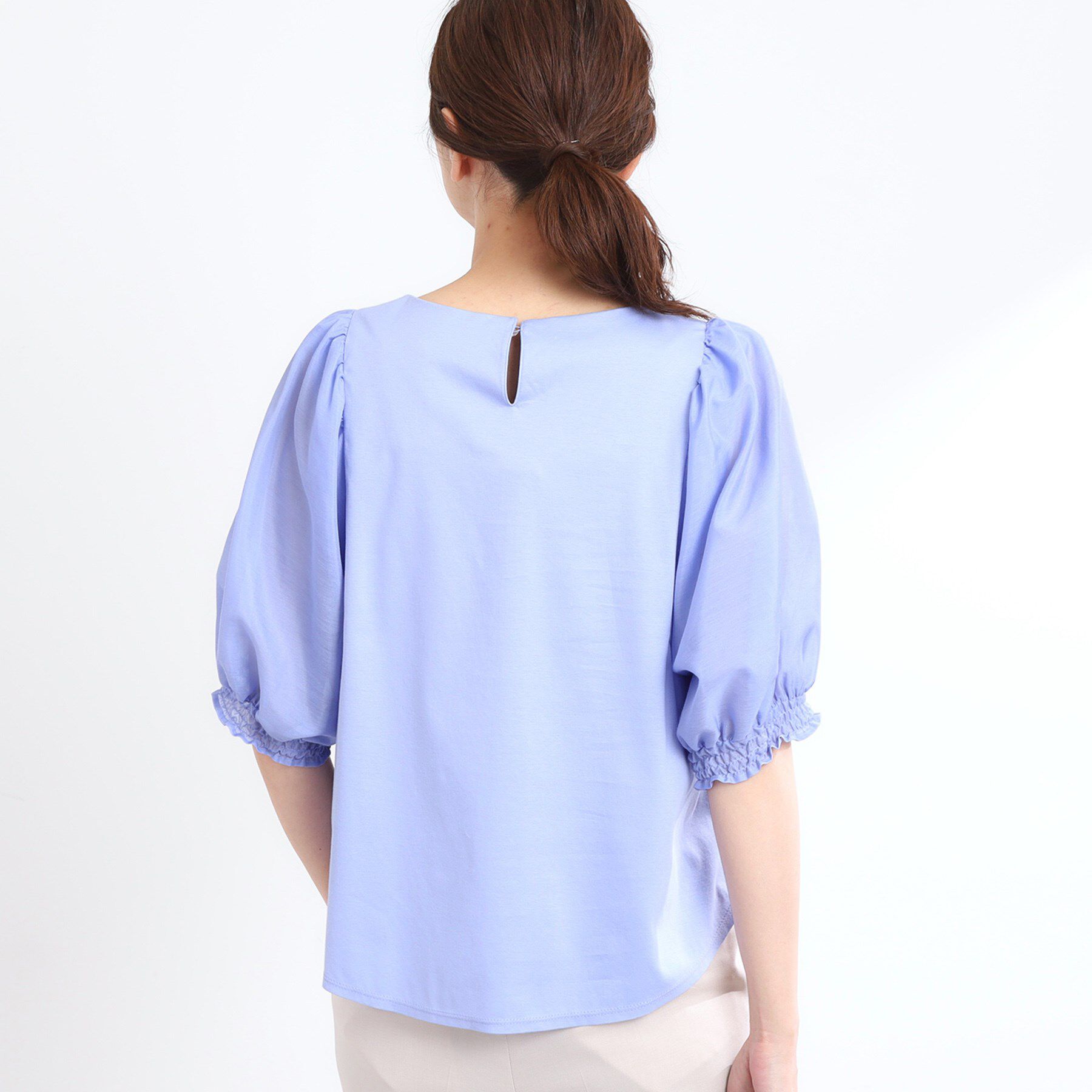 Reflect「【マシンウォッシュ可】シアーパフスリーブTブラウス」|シャツ・ブラウス|