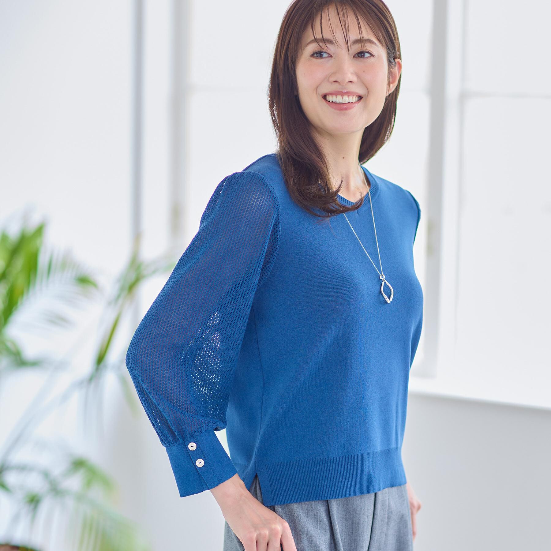 Reflect「【秋映え◎】Vネック&times;メッシュスリーブニット」|ニット・セーター|