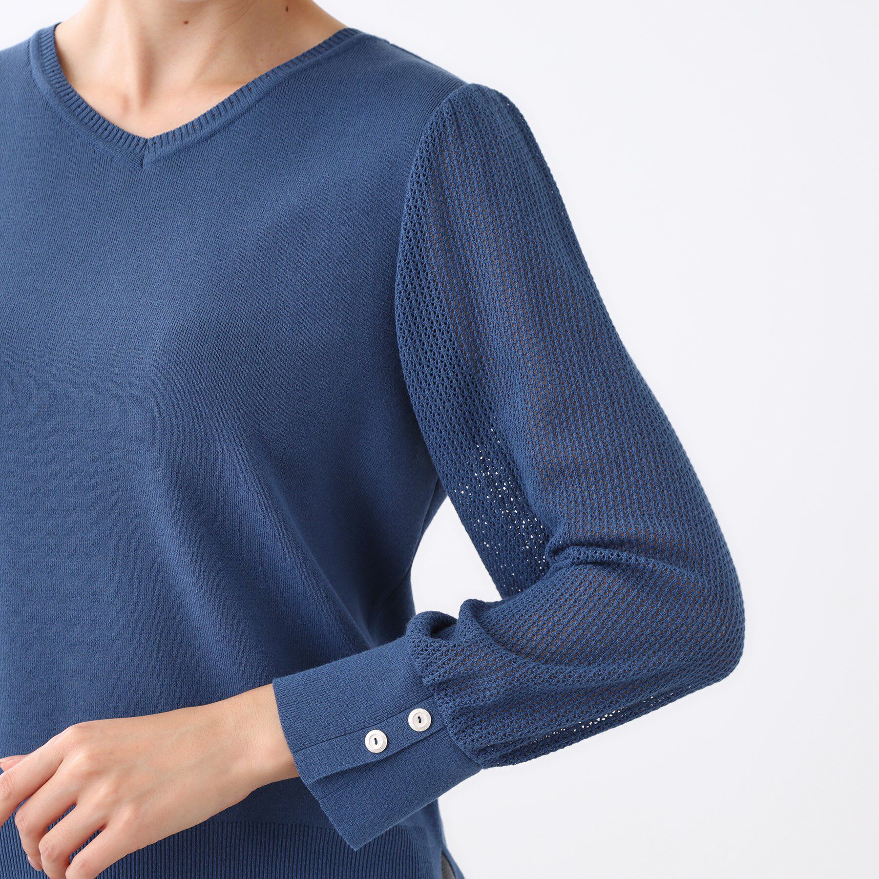 Reflect「【秋映え◎】Vネック&times;メッシュスリーブニット」|ニット・セーター|