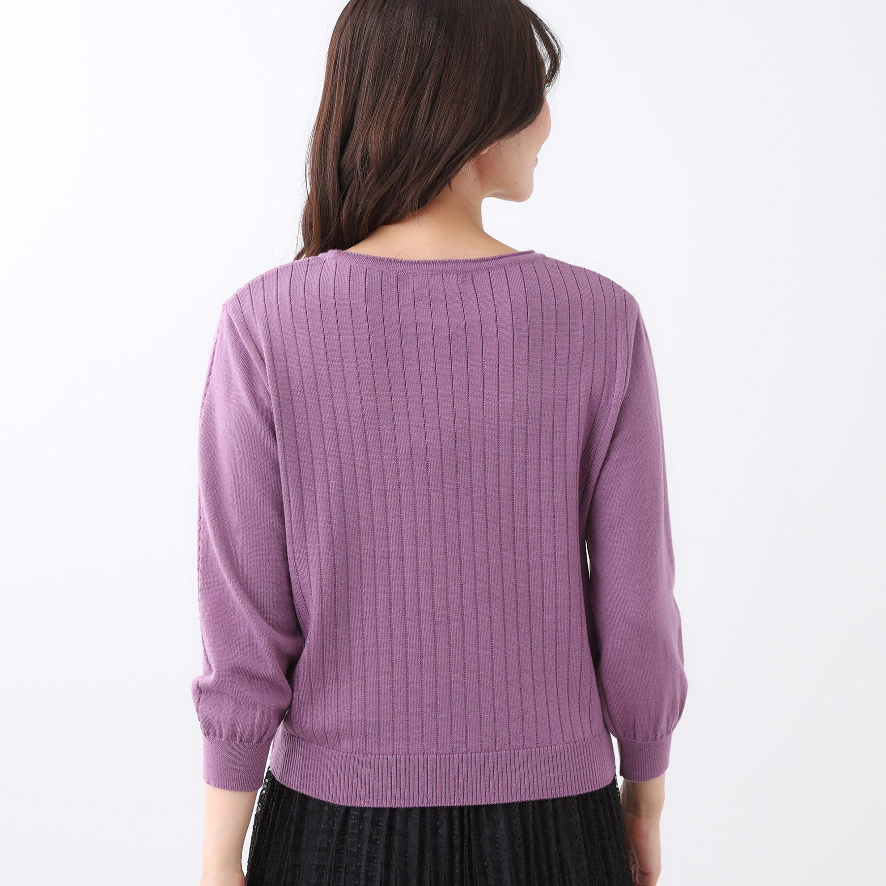 Reflect「【WEB先行カラーあり／インナーにおすすめ◎／アンサンブル可】すっきり見え縦編み柄ニット」|ニット・セーター|