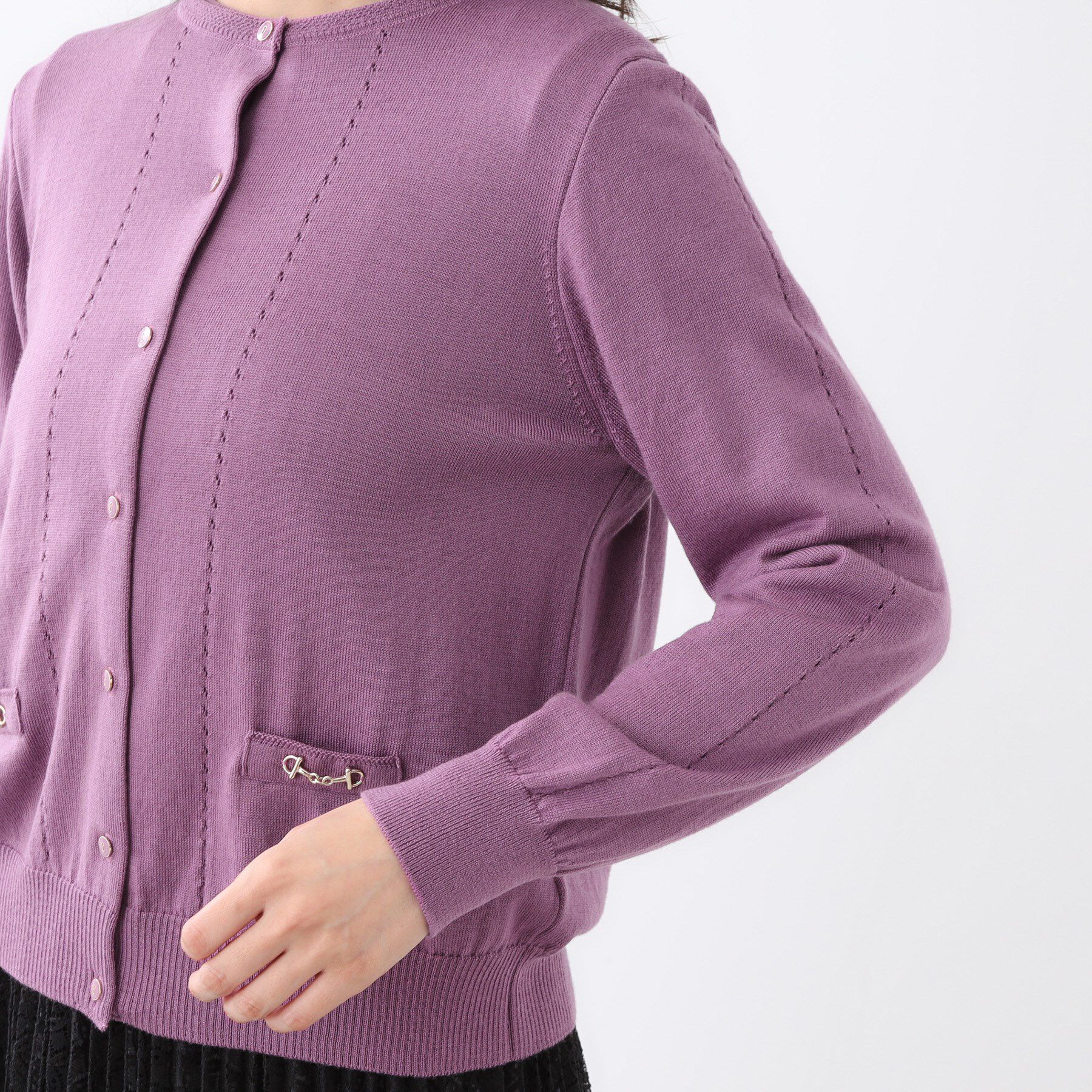 Reflect「【WEB先行カラーあり／軽い羽織に◎／アンサンブル可】透かし柄カーディガン」|カーディガン|