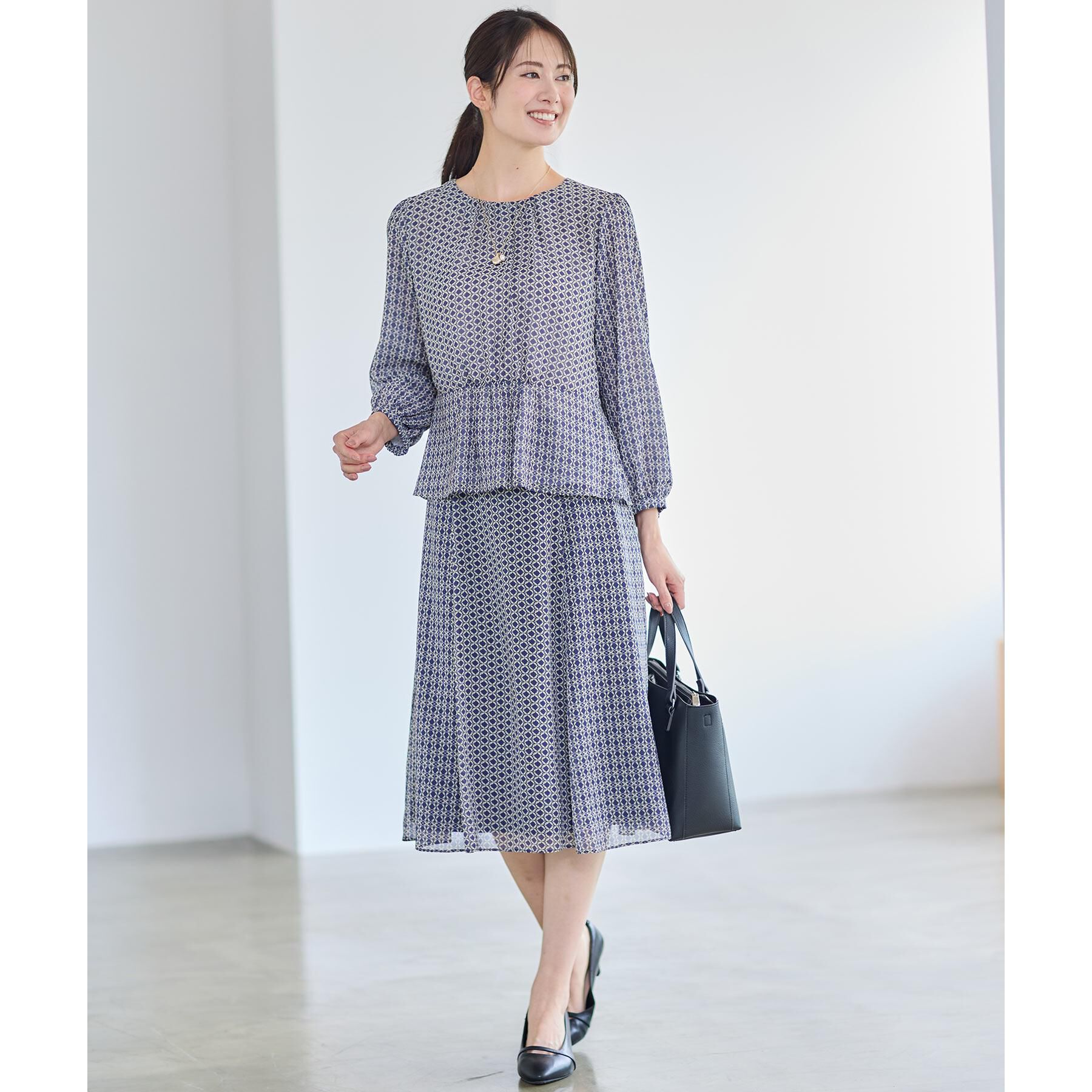 Reflect「【きちんと見え／セットアップ可／通勤におすすめ◎】フレアプリントスカート」|スカート|