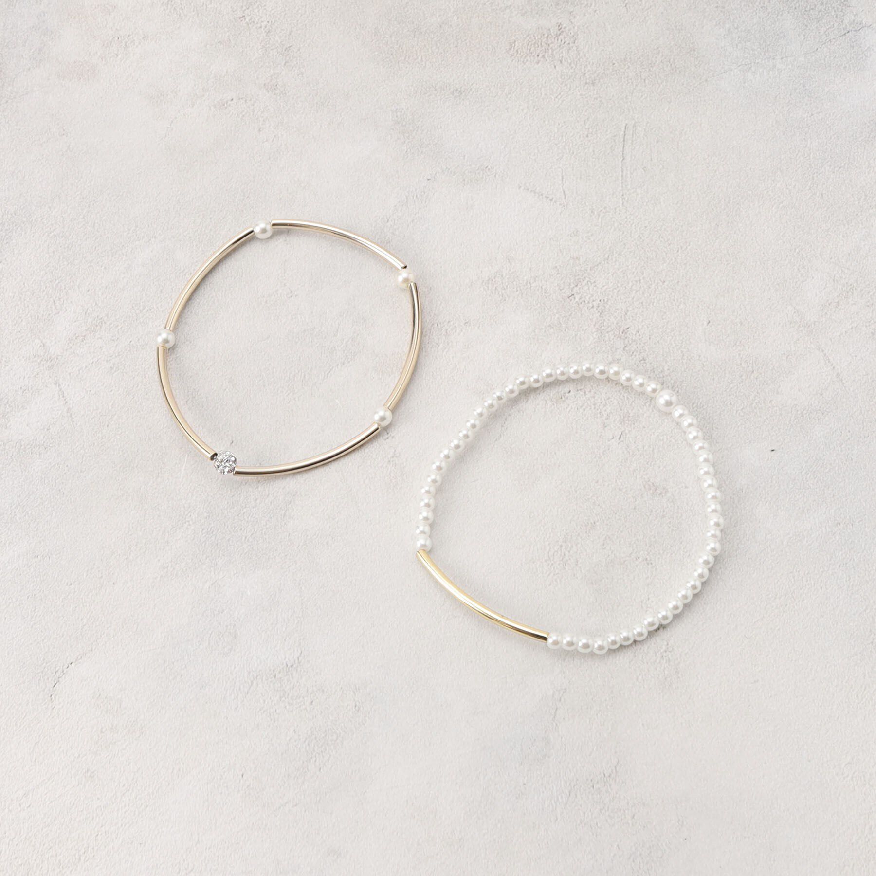 grove「フェイクパールゴムブレスレット【2本セット/入卒対応可】」|ブレスレット・バングル|