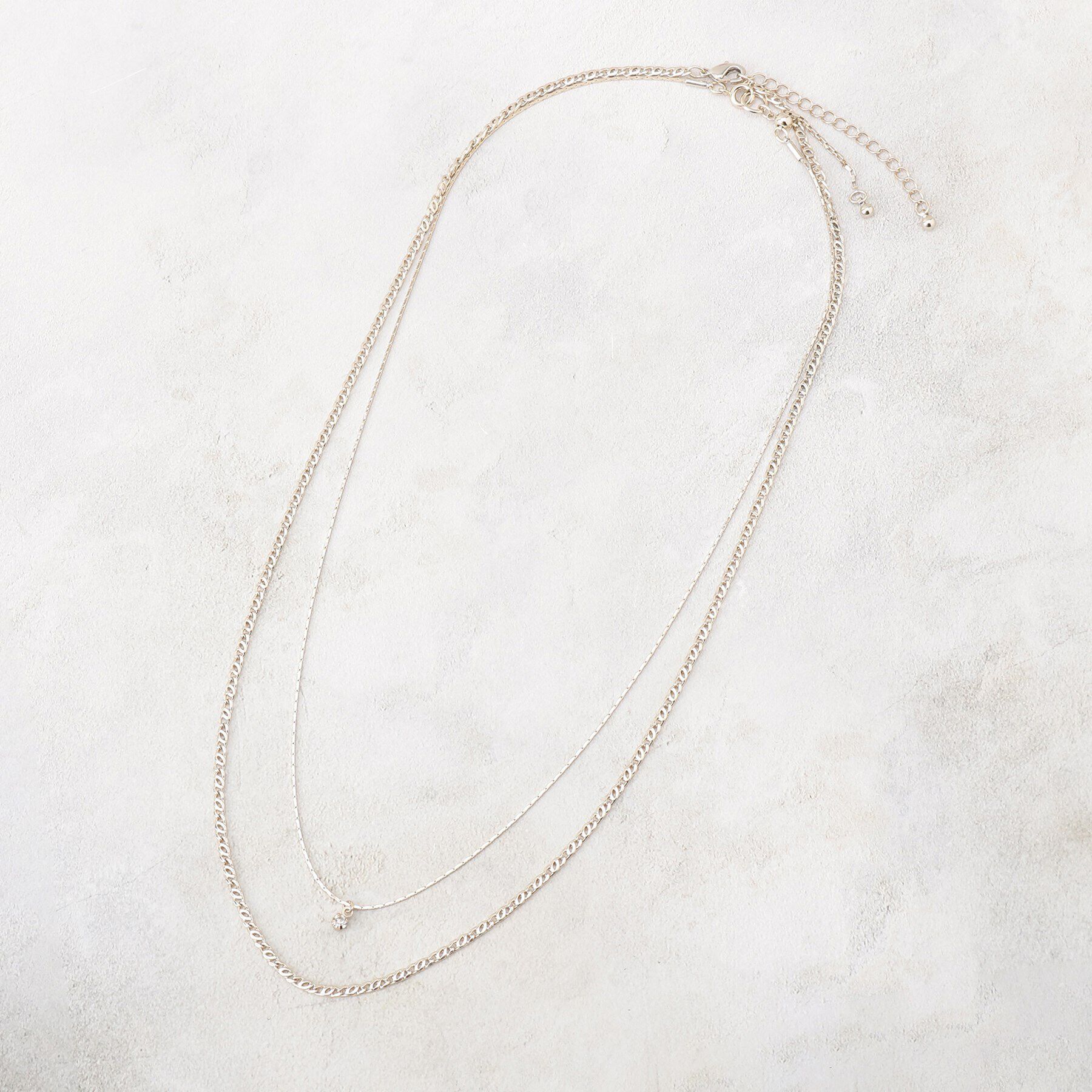 grove「デザインチェーンビジューショートネックレス2本セット」|ネックレス|