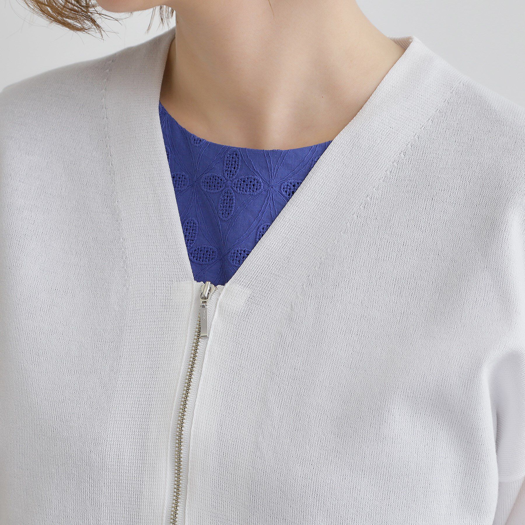 grove「【洗える】シアーニットジップカーディガン」|カーディガン|