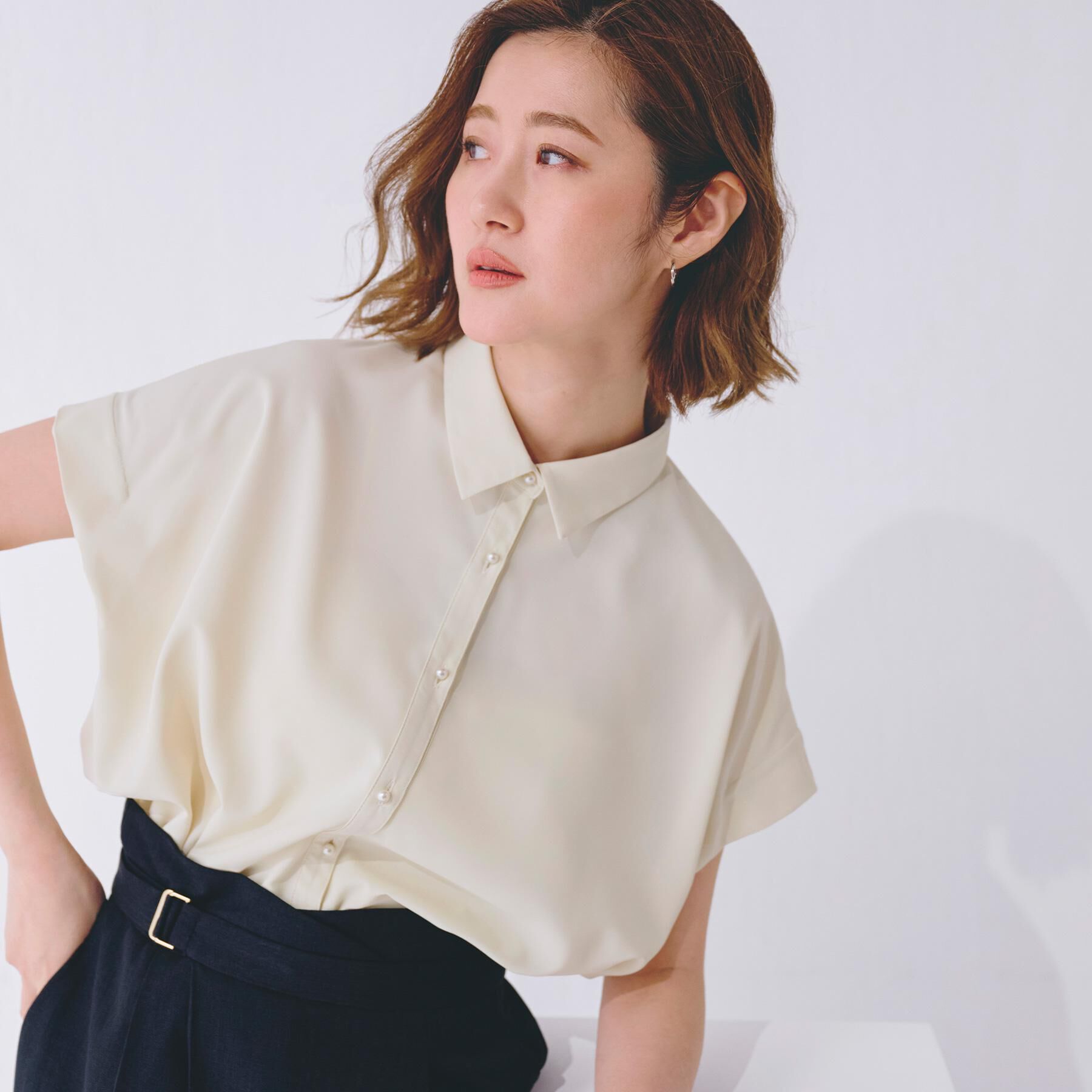 grove「【雑誌掲載】お手入れ楽ちんが嬉しい機能付き！大人のキレイとろみシャツ」|シャツ・ブラウス|クリームイエロー(0