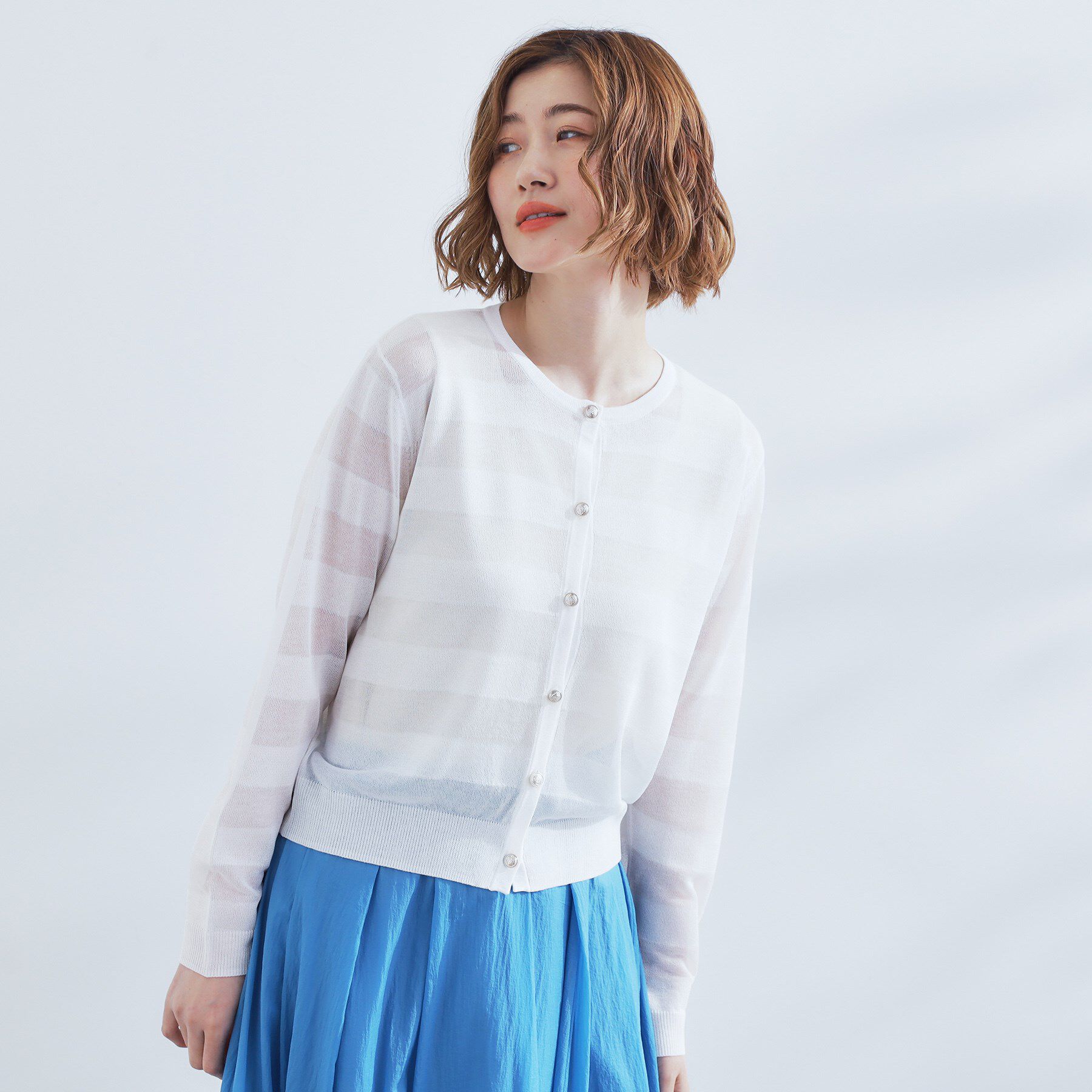 grove「シアーボーダーカーディガン」|カーディガン|オフホワイト(003