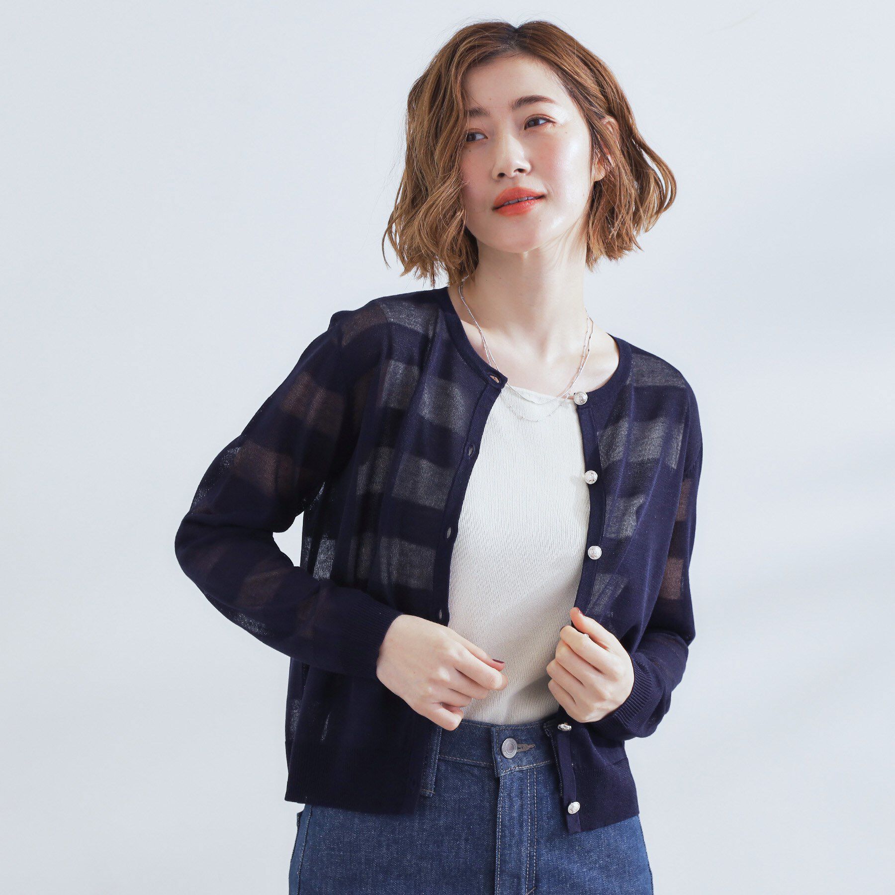 grove「シアーボーダーカーディガン」|カーディガン|